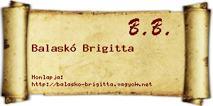 Balaskó Brigitta névjegykártya